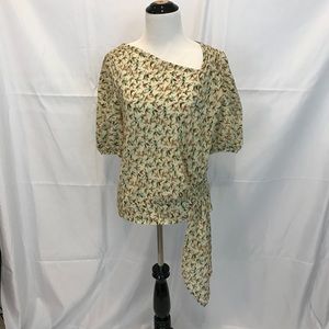 Leifnotes Anthropologie bird print silk top